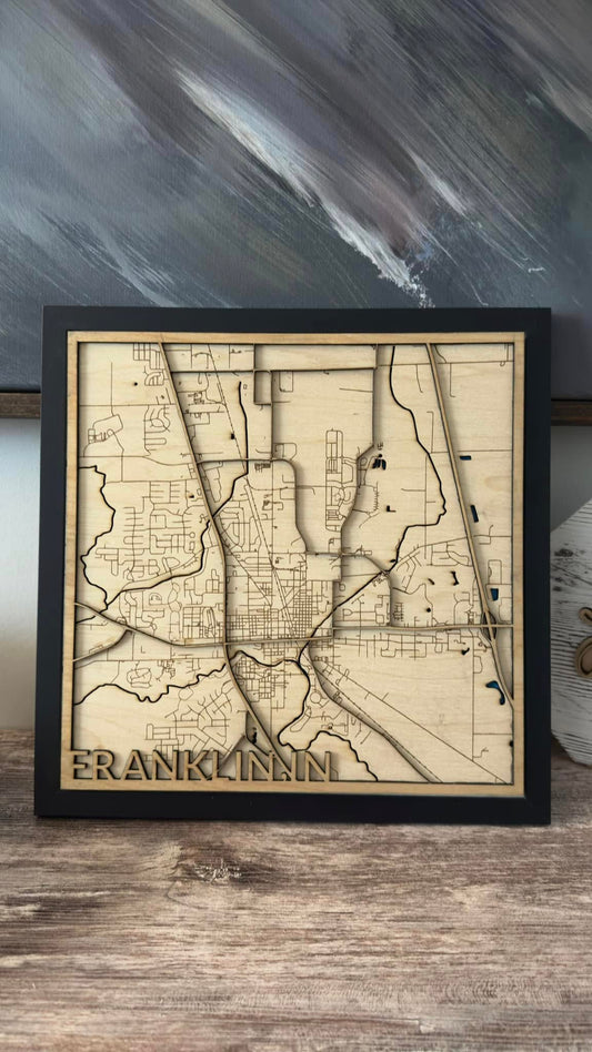Laser Map Cut out in 12 x 12 frame